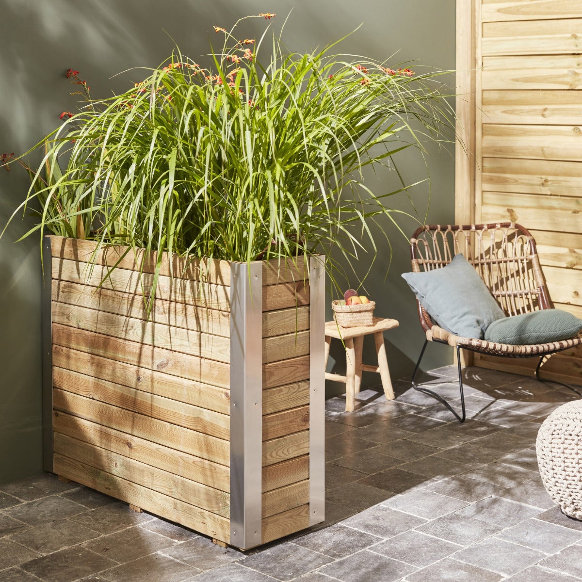 Plantenbak met Aluminium Hoekstrips en Worteldoek 100 x 78.5 cm