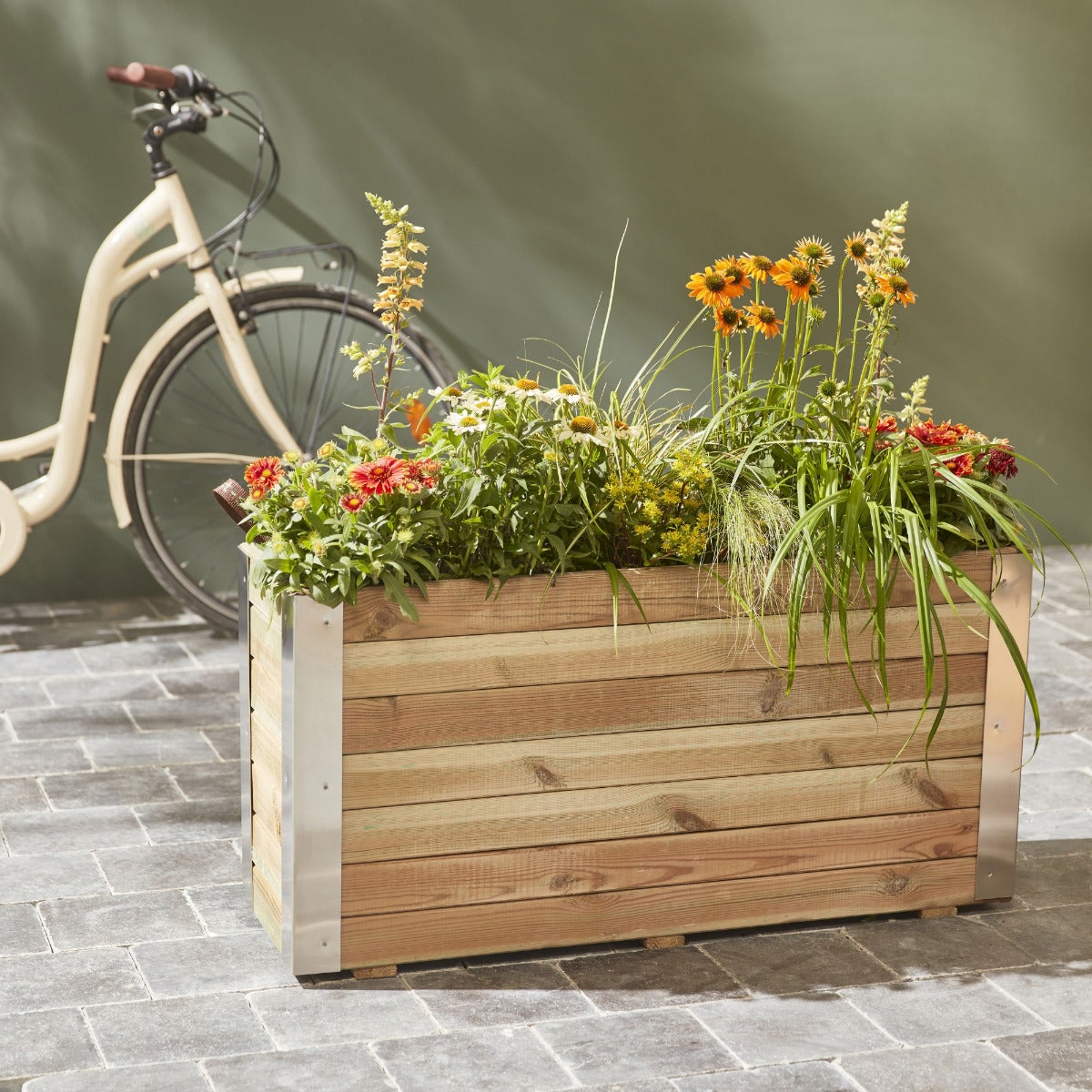 Plantenbak met Aluminium Hoekstrips en Worteldoek 100 x 50 cm