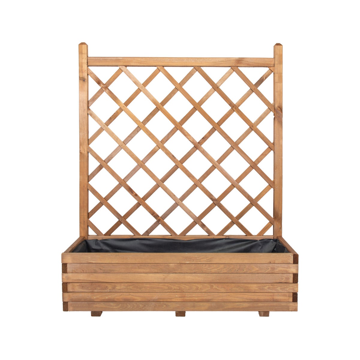 Plantenbak met Klimrek en Worteldoek Bruin Grenen 120 x 40 cm