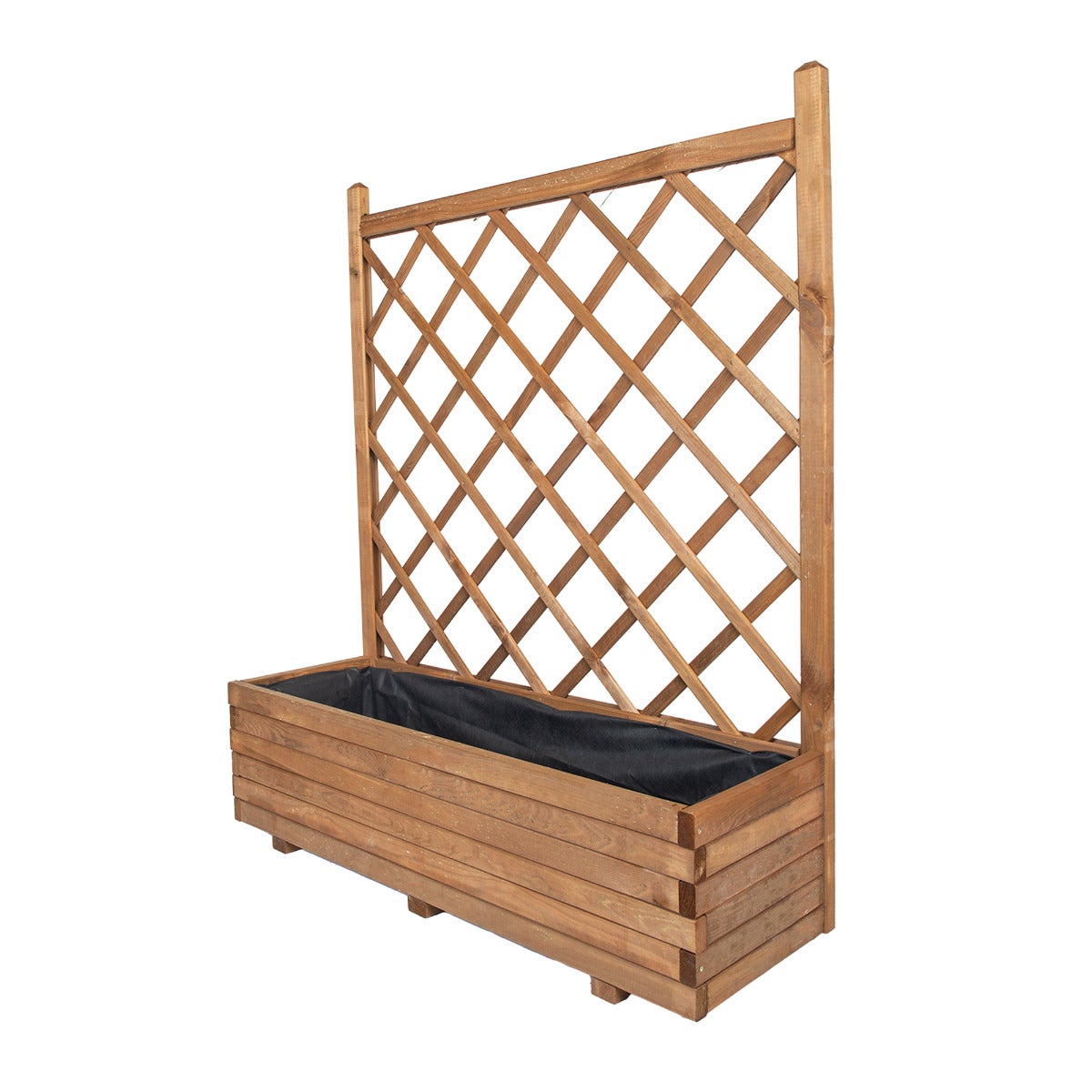 Plantenbak met Klimrek en Worteldoek Bruin Grenen 120 x 40 cm