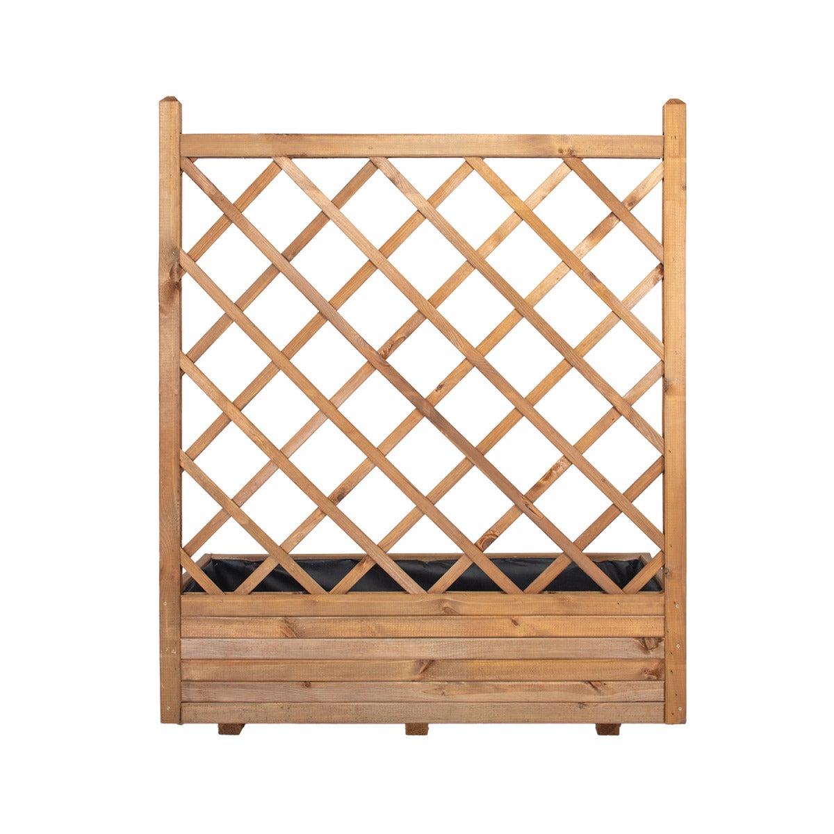 Plantenbak met Klimrek en Worteldoek Bruin Grenen 120 x 40 cm