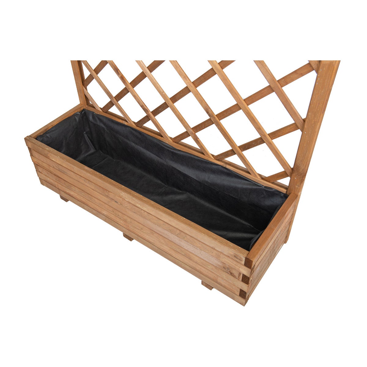 Plantenbak met Klimrek en Worteldoek Bruin Grenen 120 x 40 cm