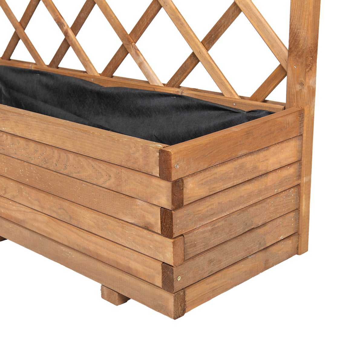 Plantenbak met Klimrek en Worteldoek Bruin Grenen 120 x 40 cm