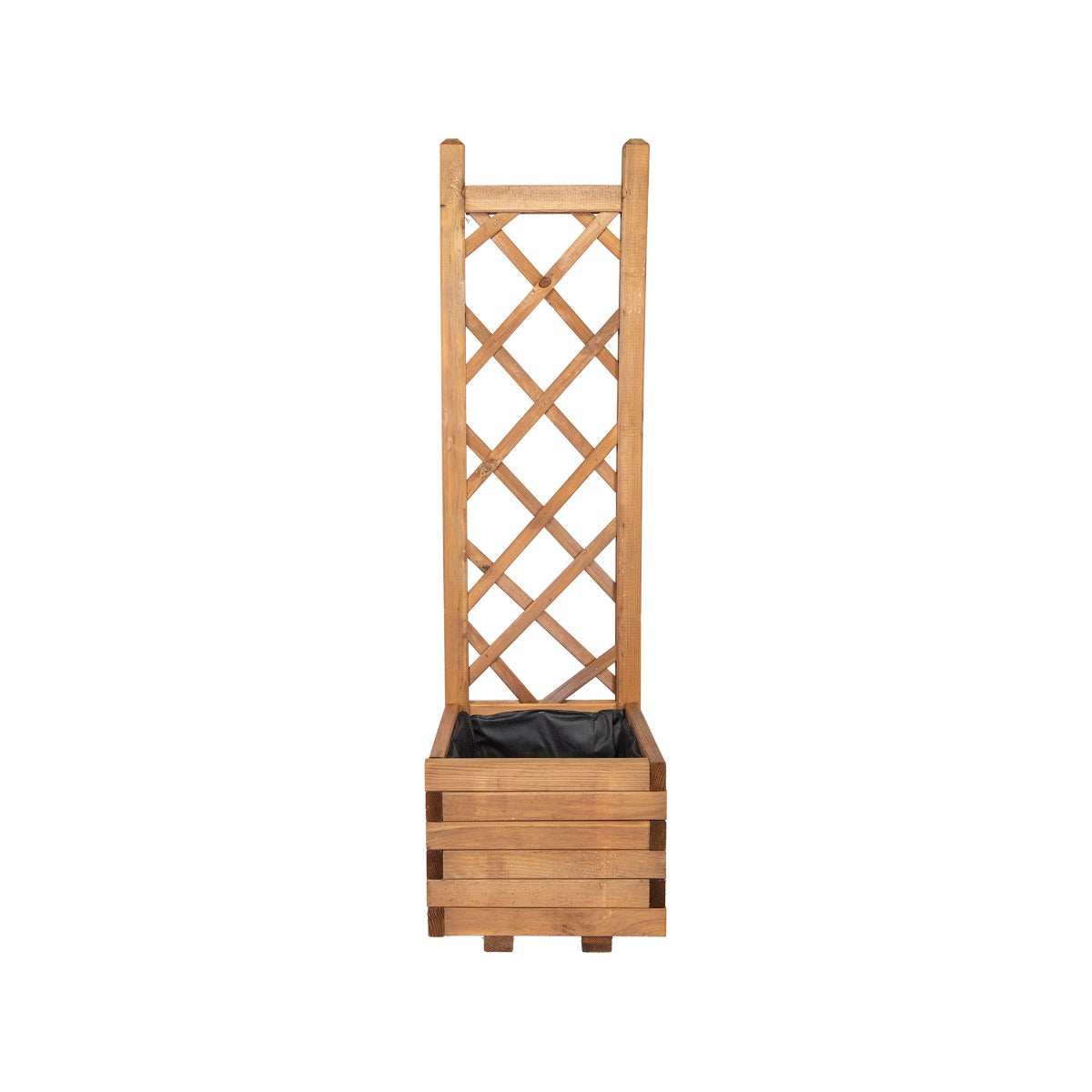 Plantenbak met Klimrek en Worteldoek Bruin Grenen 40 x 40 cm