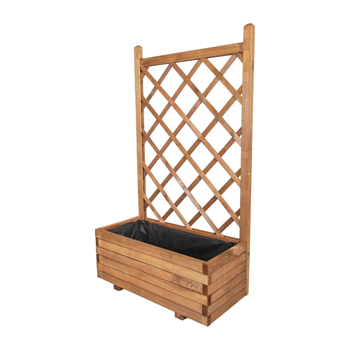 Plantenbak met Klimrek en Worteldoek Bruin Grenen 80 x 40 cm