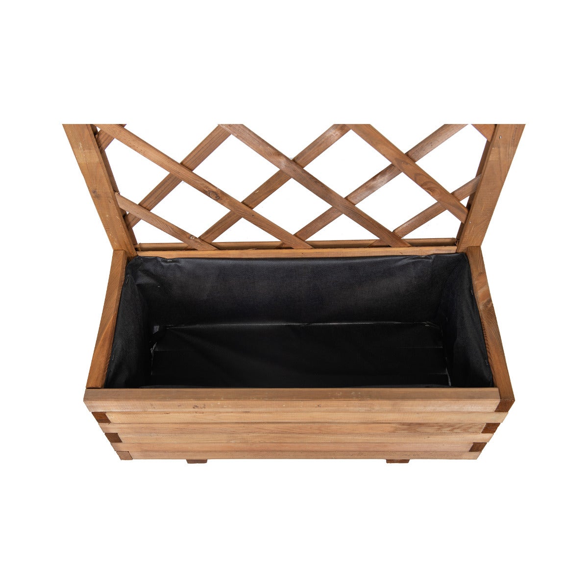 Plantenbak met Klimrek en Worteldoek Bruin Grenen 80 x 40 cm