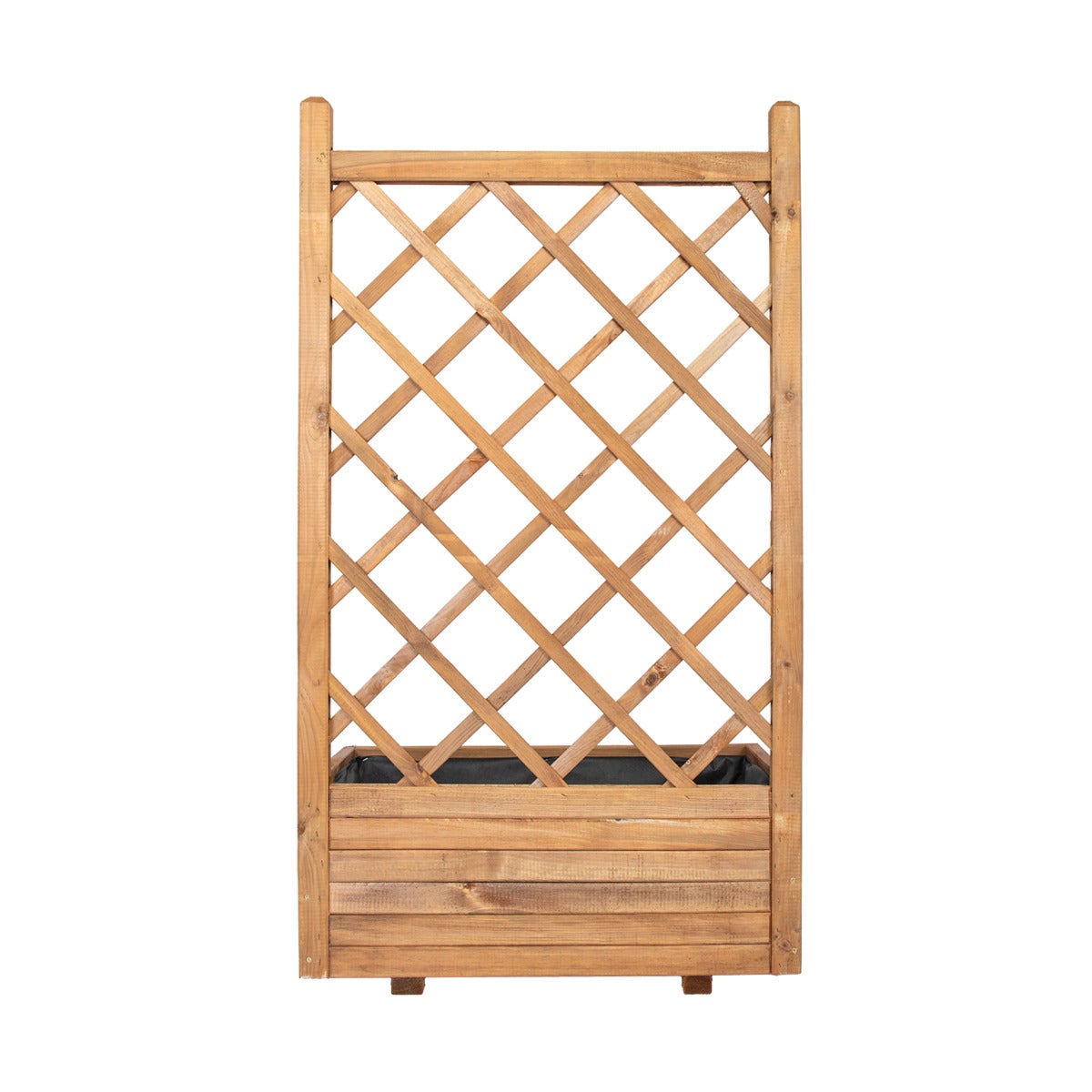 Plantenbak met Klimrek en Worteldoek Bruin Grenen 80 x 40 cm