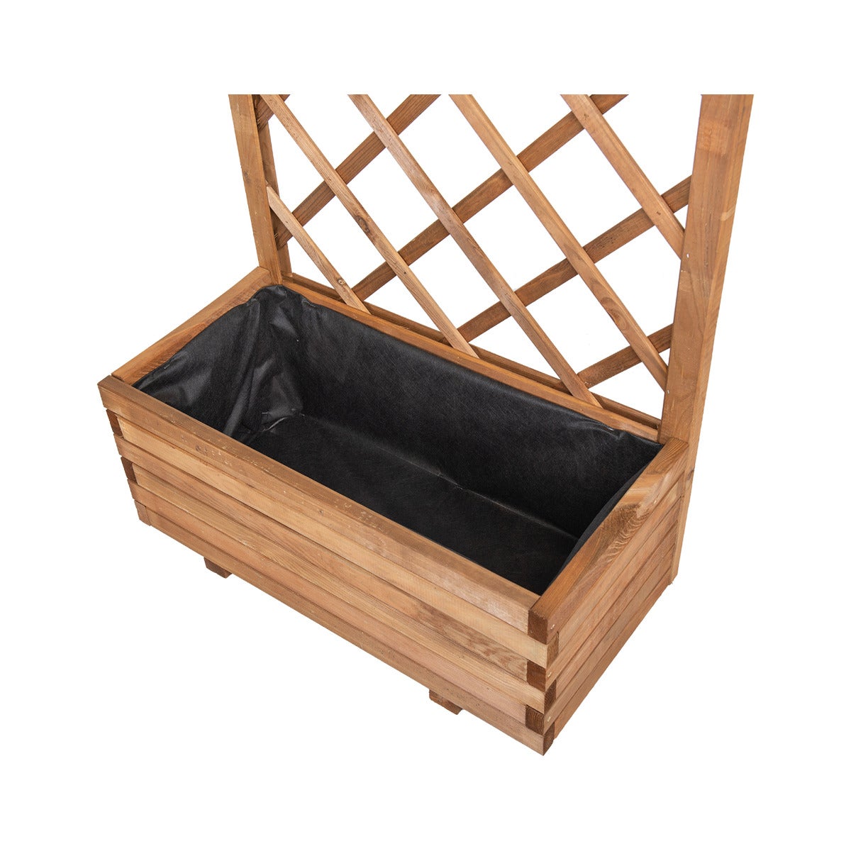 Plantenbak met Klimrek en Worteldoek Bruin Grenen 80 x 40 cm