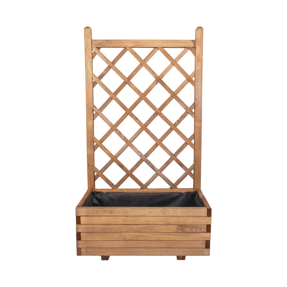 Plantenbak met Klimrek en Worteldoek Bruin Grenen 80 x 40 cm