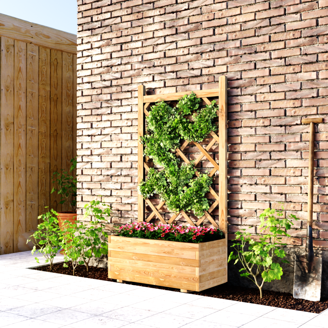 Plantenbak met Klimrek en Worteldoek Grenen 80 x 40 cm