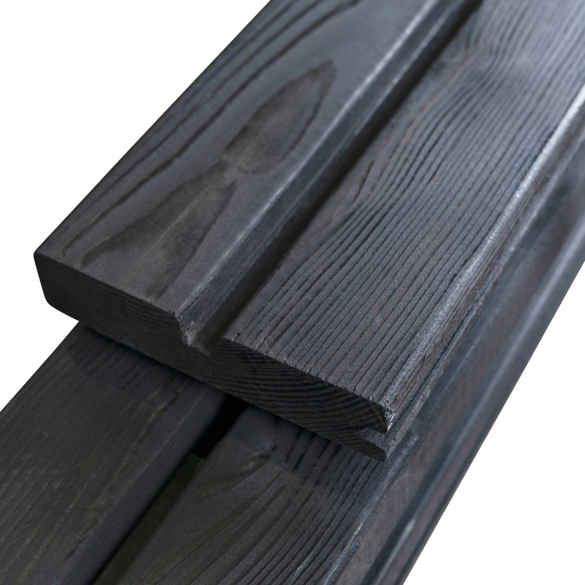 Rhombus Rabat Afdeklat Zwart Geschaafd Naaldhout 2.8 x 14.5 x 200 cm