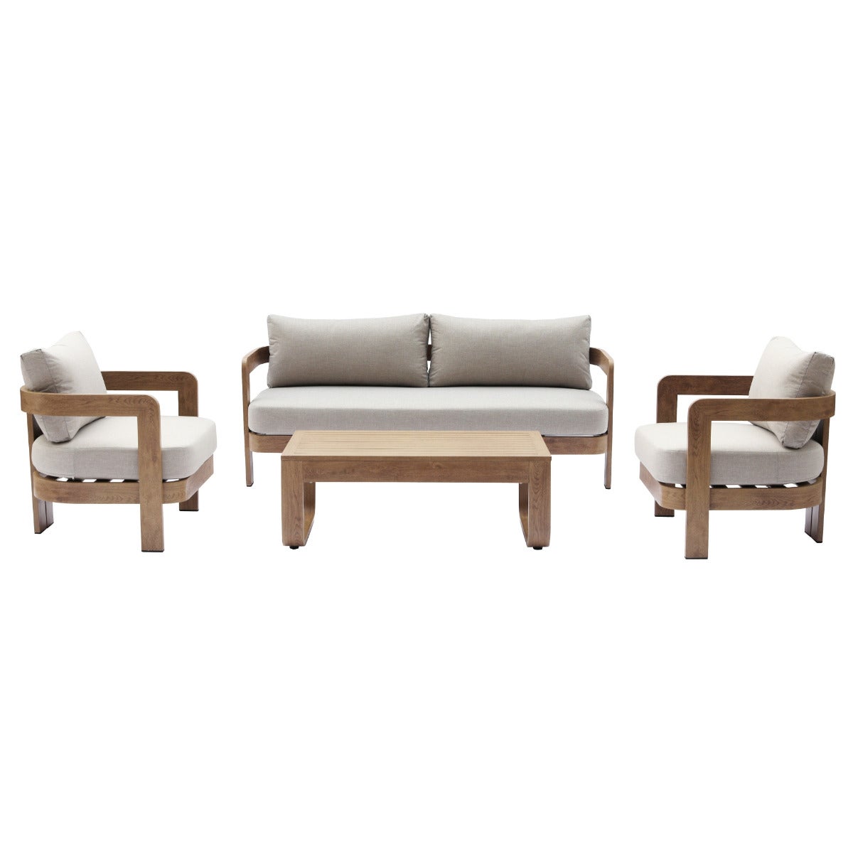 Santiago Lounge Tuinset Aluminium 4-Delig met Zitkussens - Naturel