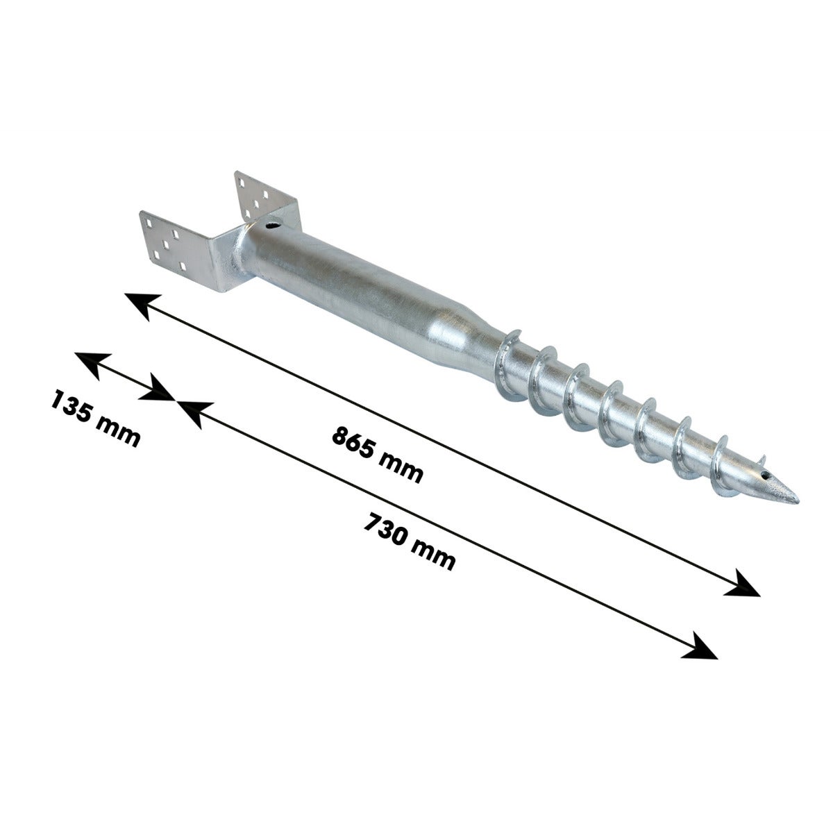 Schroefpaal met U-houder - Voor 12x12 cm Palen - Per Stuk