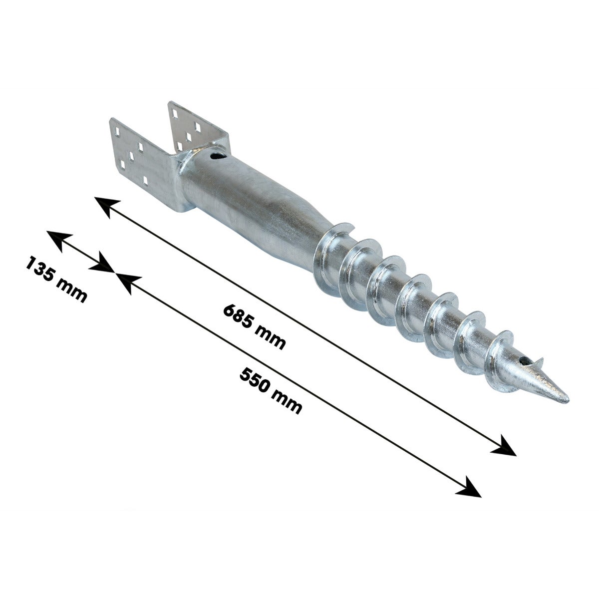 Schroefpaal met U-houder - Voor 7x7 cm Palen - Per Stuk