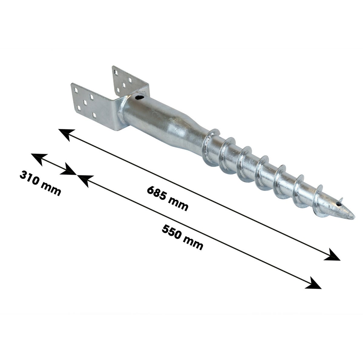 Schroefpaal met U-houder - Voor 9x9 cm Palen - Per Stuk