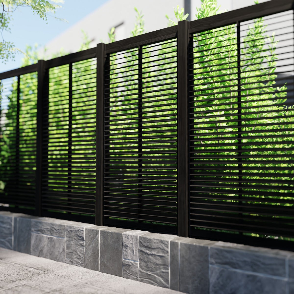 Tuinscherm Louvre Zwart Recht Grenen 90 x 180 cm