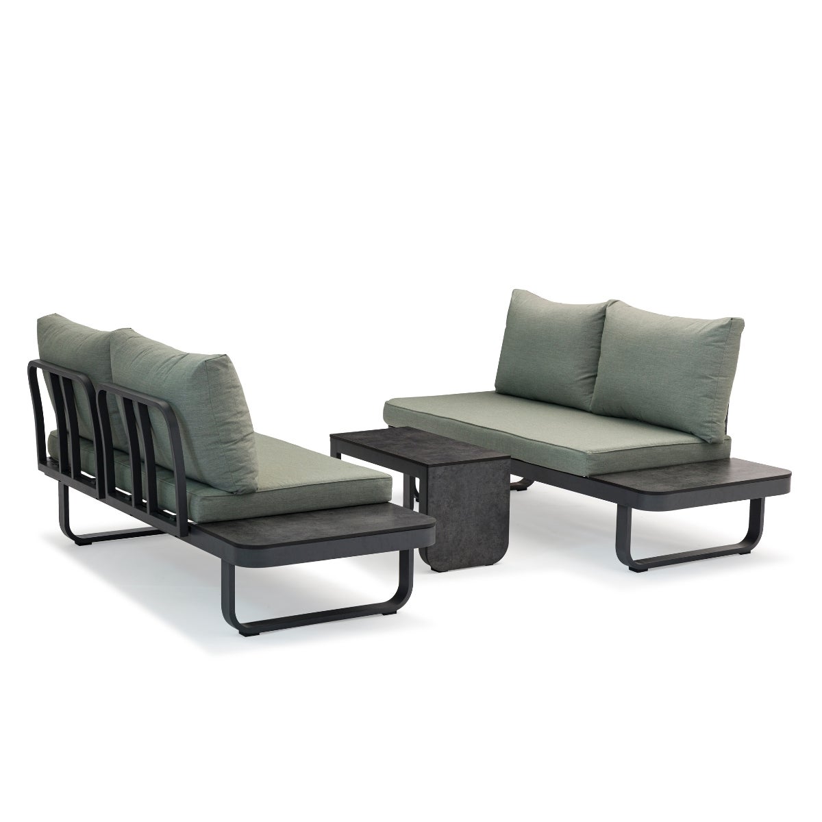 Palmos Lounge Tuinset Groen Aluminium Multi-Functioneel met Zitkussens en Tafel