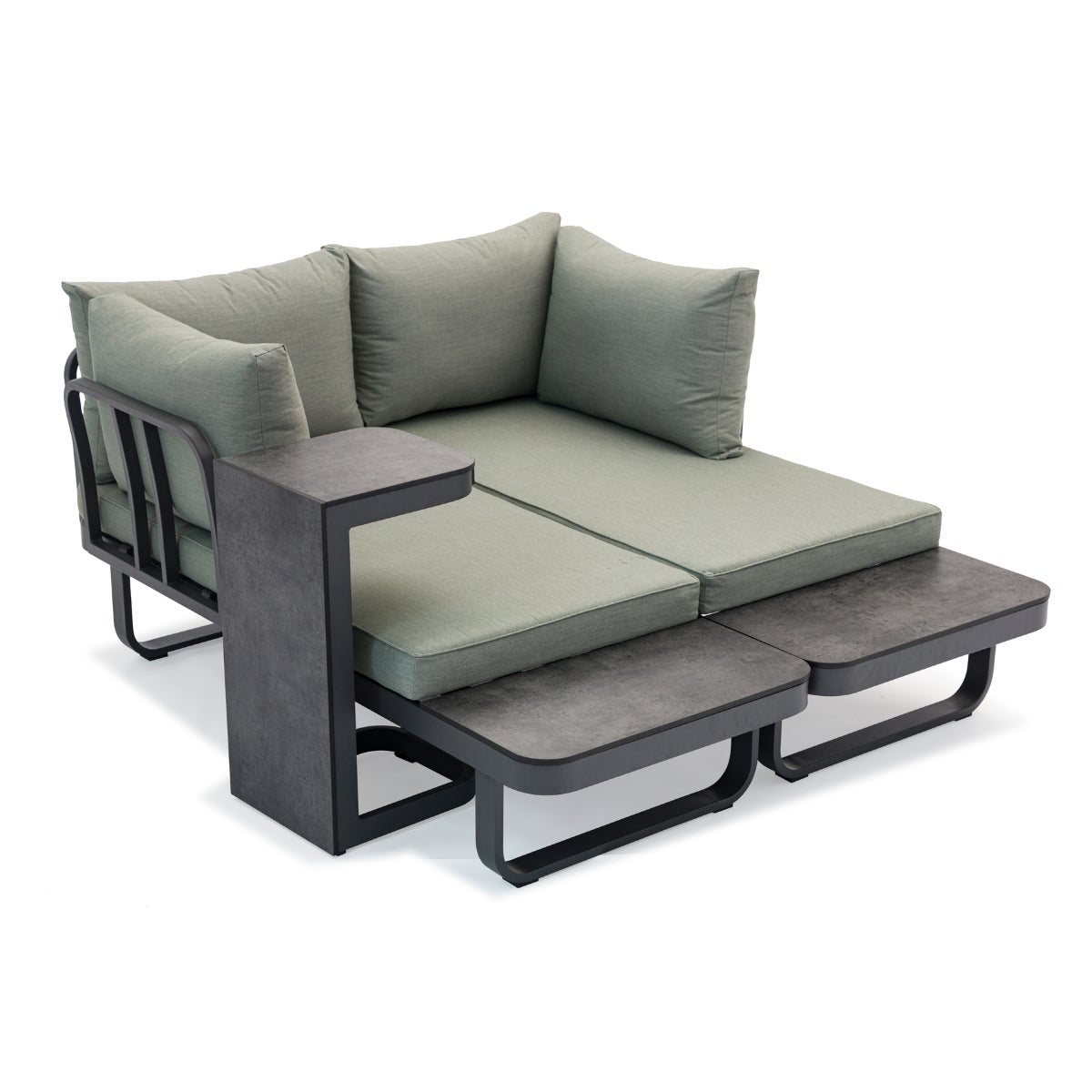 Palmos Lounge Tuinset Groen Aluminium Multi-Functioneel met Zitkussens en Tafel