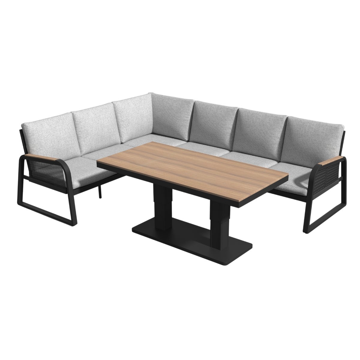 Toscane Hoekbank Loungeset Aluminium met Verstelbare Tafel en Kussens