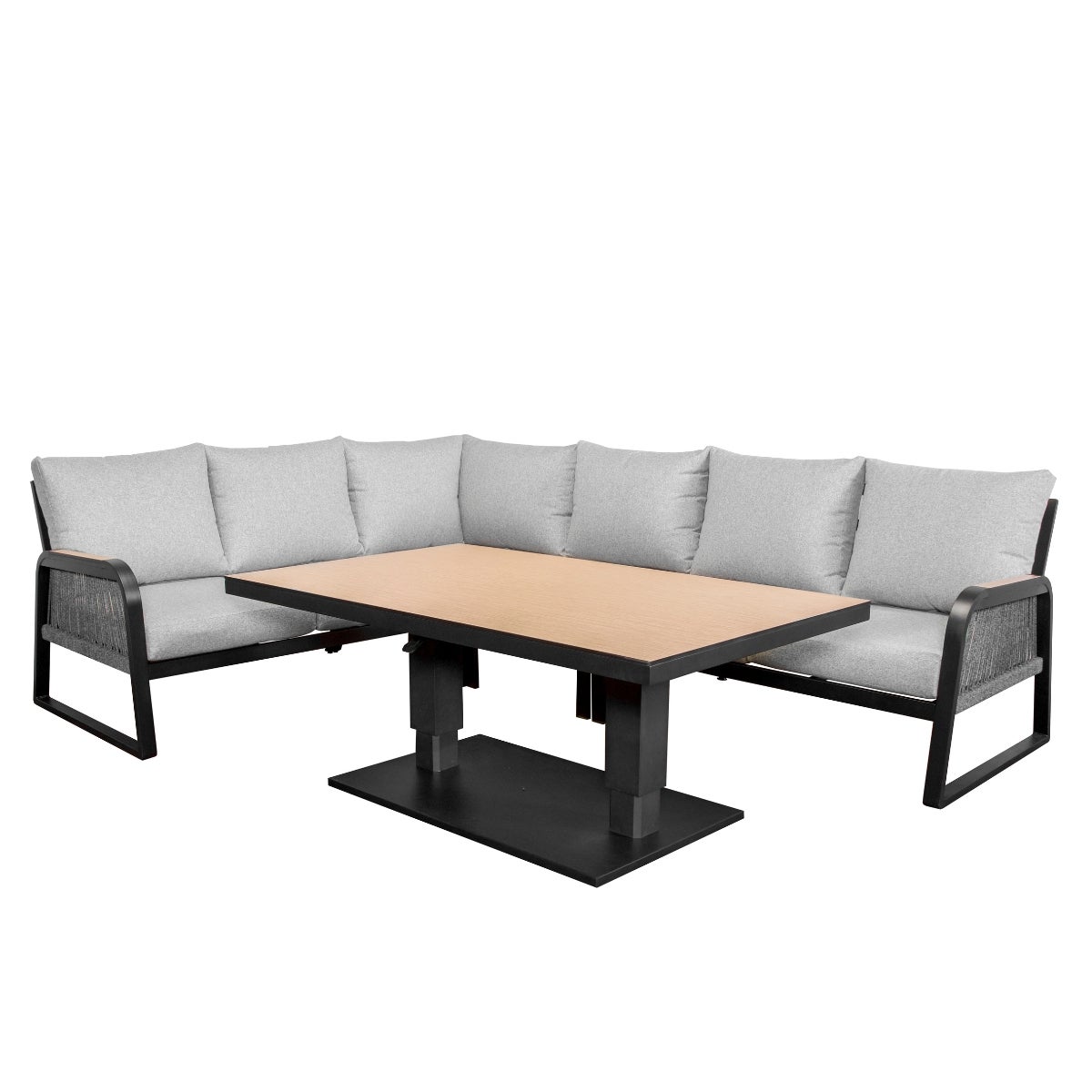 Toscane Hoekbank Loungeset Aluminium met Verstelbare Tafel en Kussens