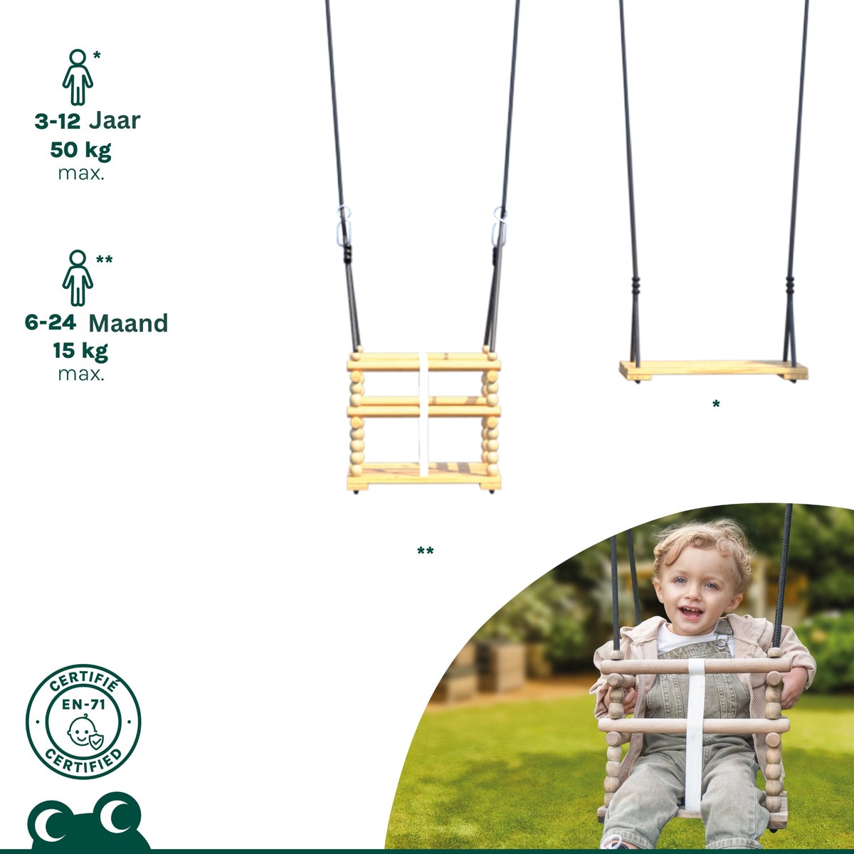 Soulet Dubbele Schommel Ambre met Babyschommel 210 x 224 cm