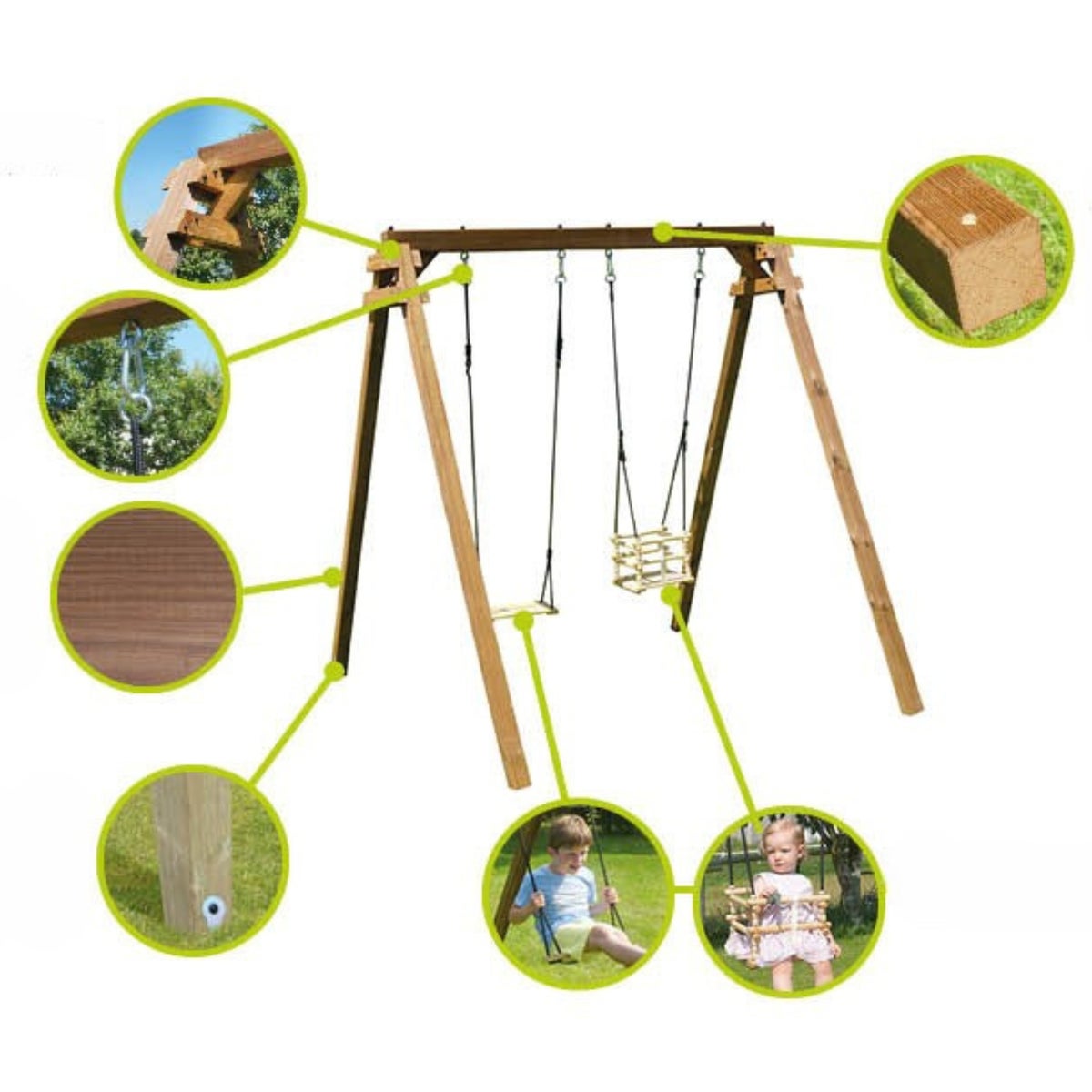 Soulet Dubbele Schommel Ambre met Babyschommel 210 x 224 cm