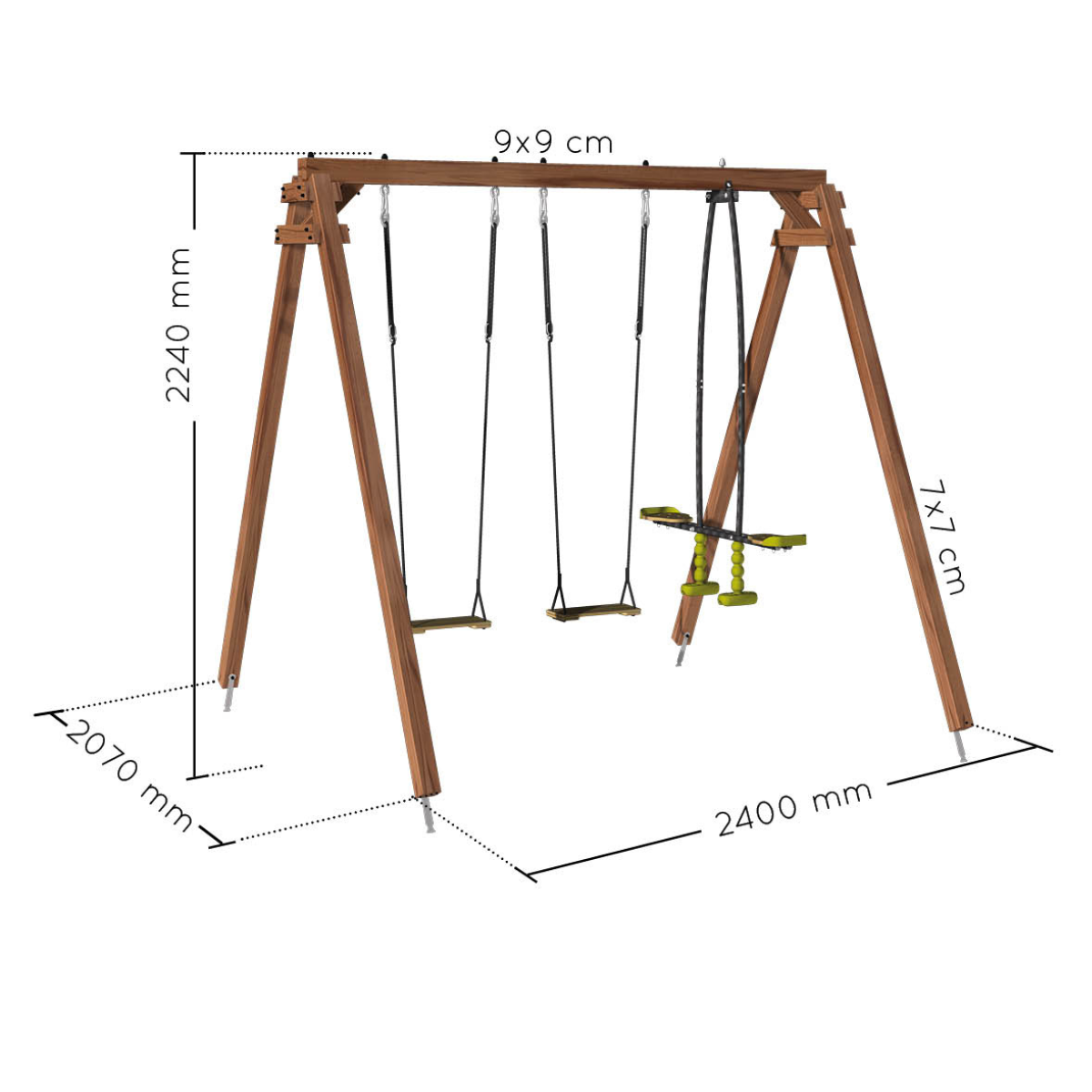 Soulet Dubbele Schommel Gautier met Duo-schommel 240 x 224 cm