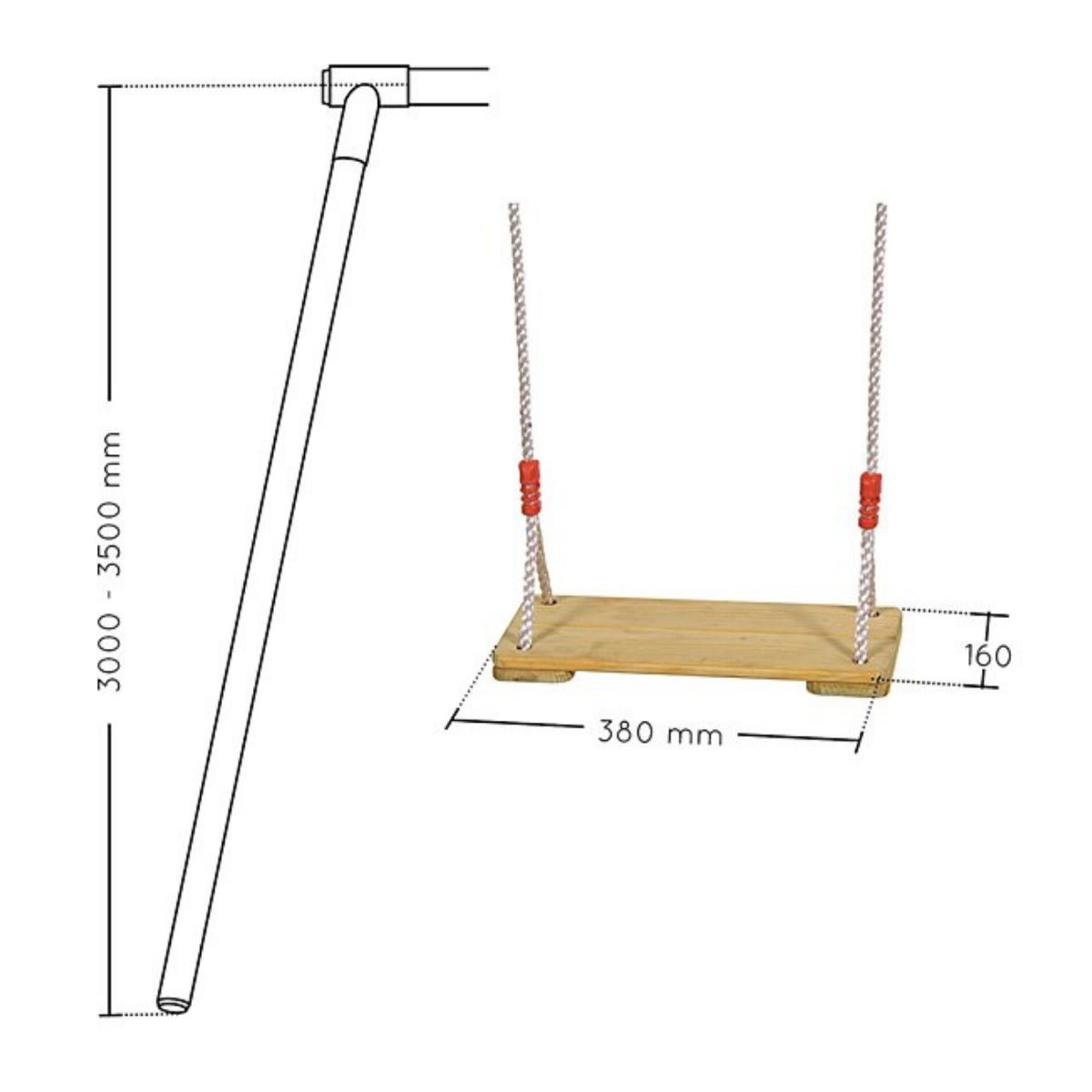 Soulet Houten Schommel - Geschikt voor schommels van 300 tot 350 cm