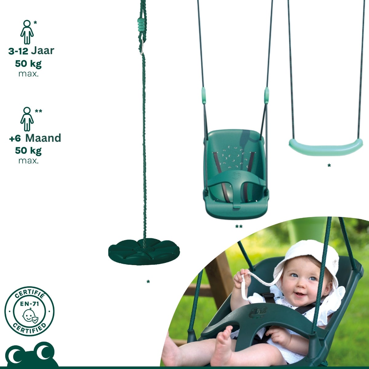 Soulet Schommel Tiago met Babyschommel en Schijfzitje