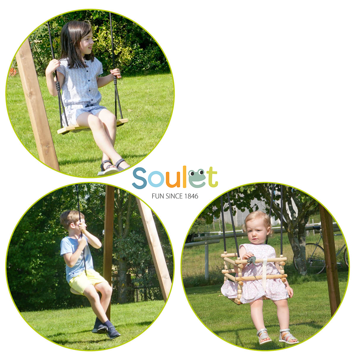 Soulet Schommel Ulysse met Babyschommel en Schijfvormige Schommel 240 x 224 cm