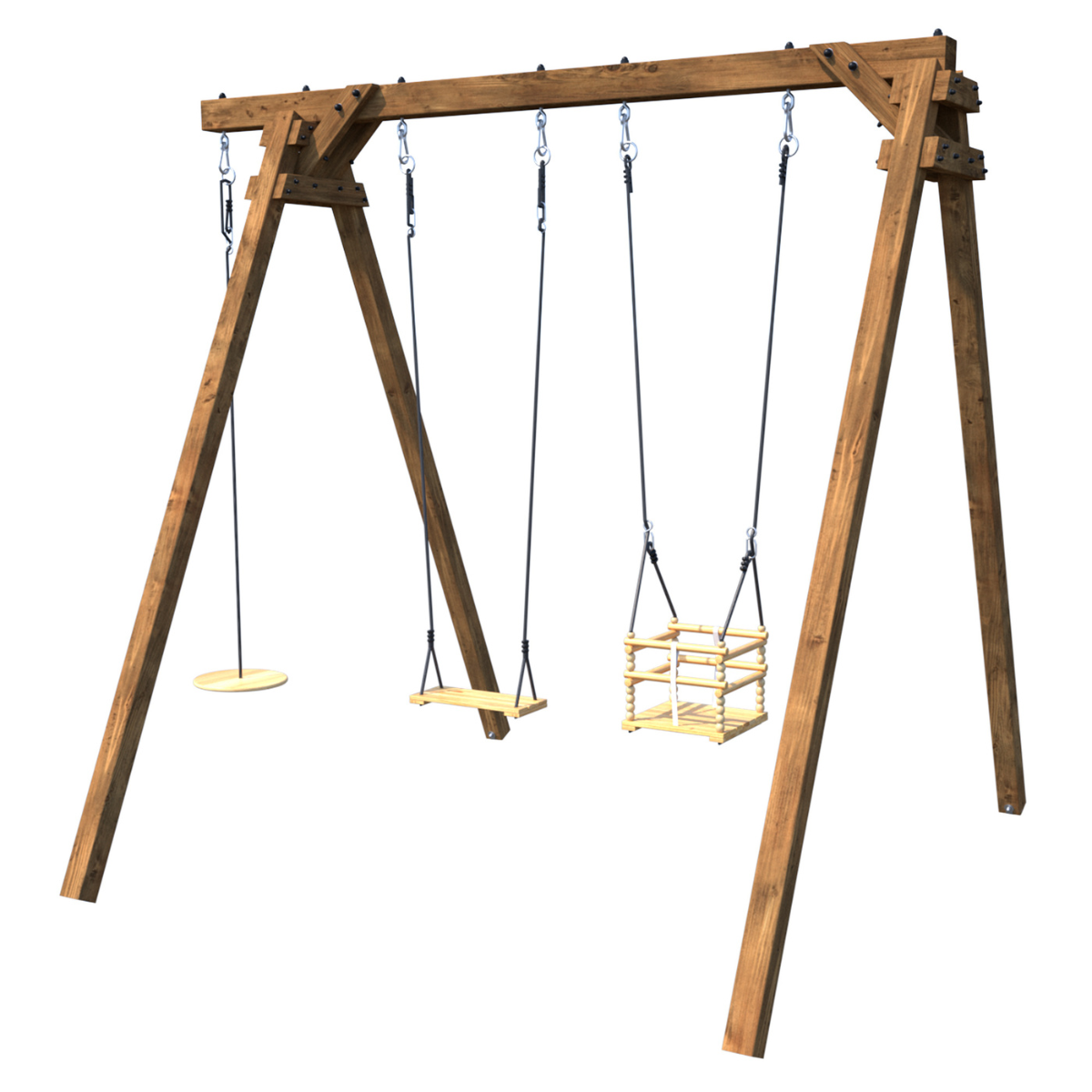 Soulet Schommel Ulysse met Babyschommel en Schijfvormige Schommel 240 x 224 cm