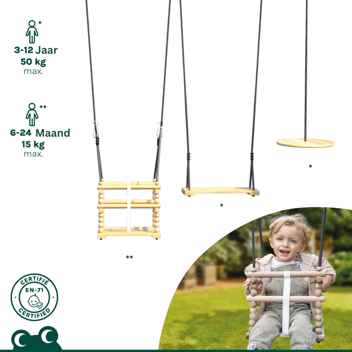 Soulet Schommel Ulysse met Babyschommel en Schijfvormige Schommel 240 x 224 cm