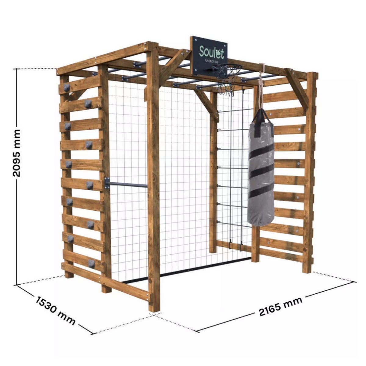 Soulet Multi-Speeltoestel Odin met Klimrek, Monkey Bars, Doel, Basket en Bokszak