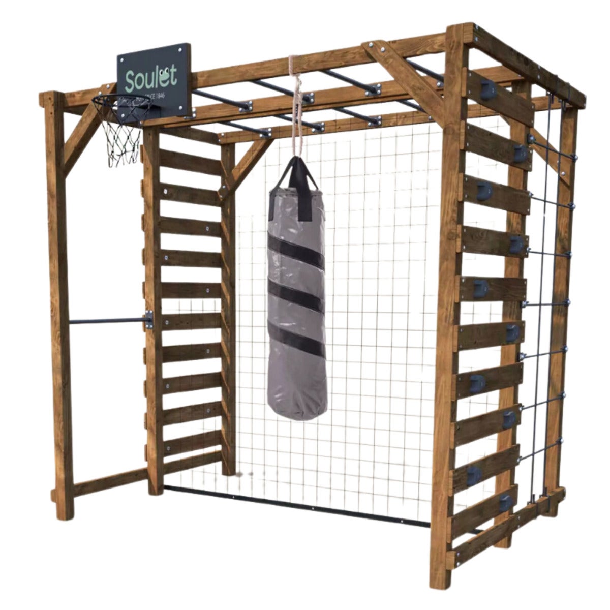Soulet Multi-Speeltoestel Odin met Klimrek, Monkey Bars, Doel, Basket en Bokszak
