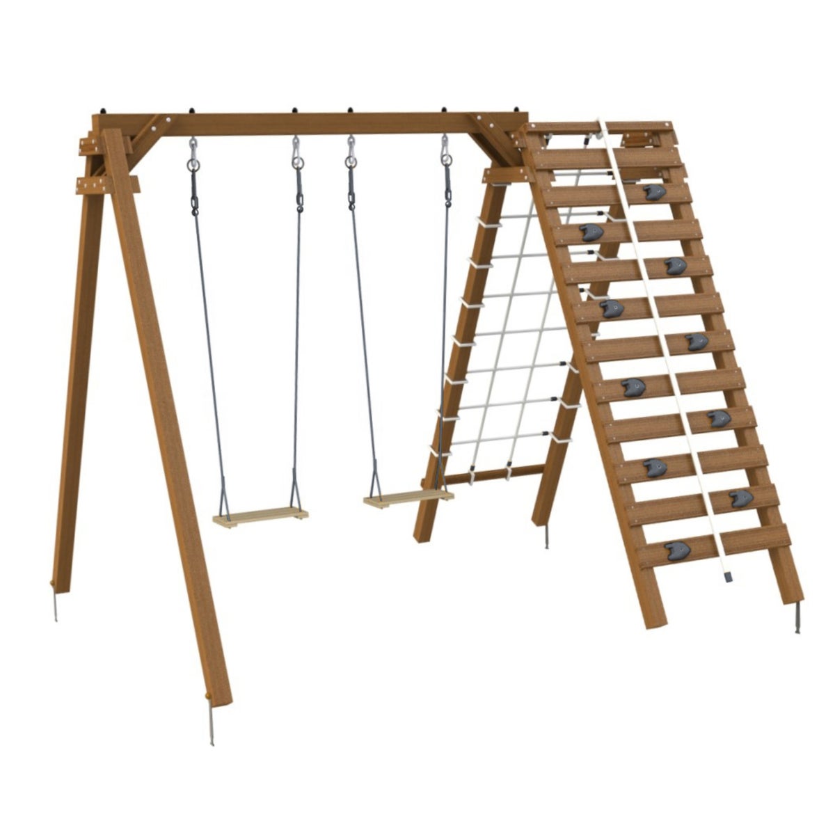 Soulet Speeltoestel Olympic Tristan met Dubbele Schommel, Klimmuur en Klimnet