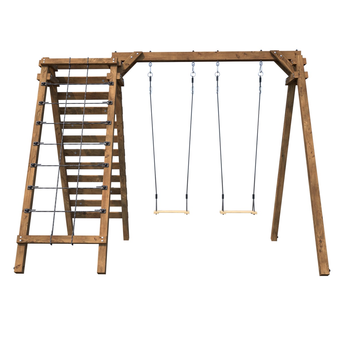 Soulet Speeltoestel Olympic Tristan met Dubbele Schommel, Klimmuur en Klimnet