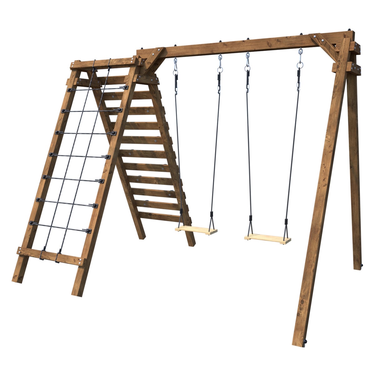 Soulet Speeltoestel Olympic Tristan met Dubbele Schommel, Klimmuur en Klimnet