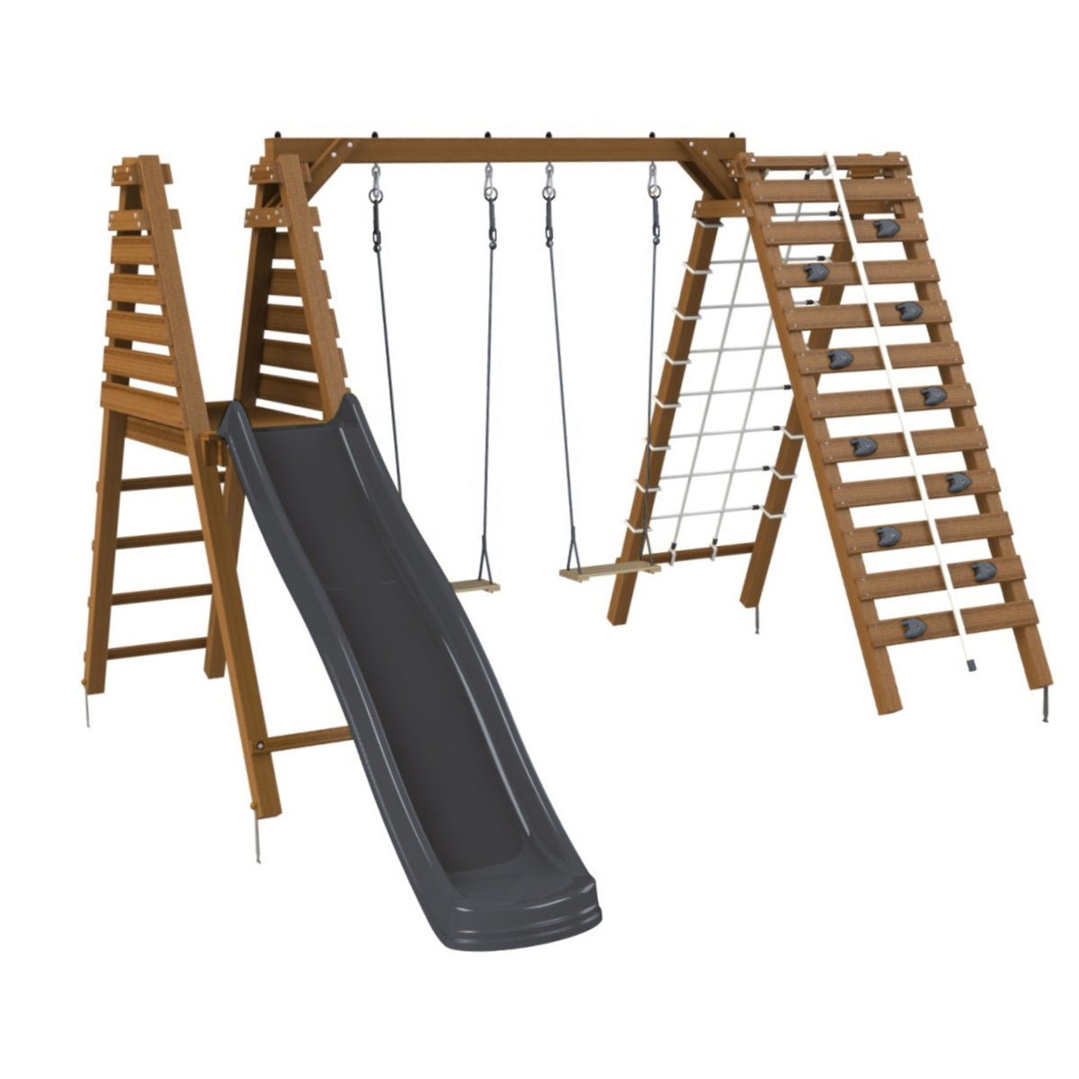 Soulet Speeltoestel Olympic Isis met Glijbaan, Dubbele Schommel, Klimmuur en Klimnet