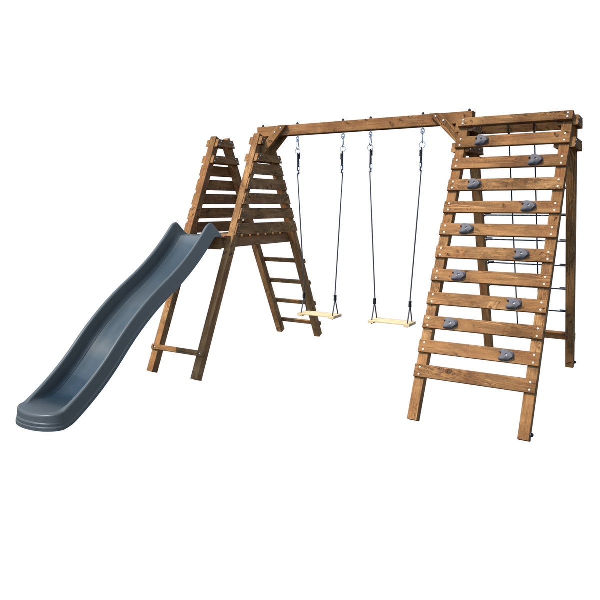 Soulet Speeltoestel Olympic Isis met Glijbaan, Dubbele Schommel, Klimmuur en Klimnet