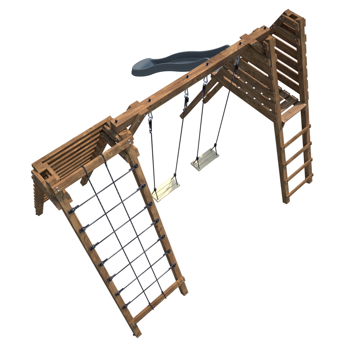 Soulet Speeltoestel Olympic Isis met Glijbaan, Dubbele Schommel, Klimmuur en Klimnet