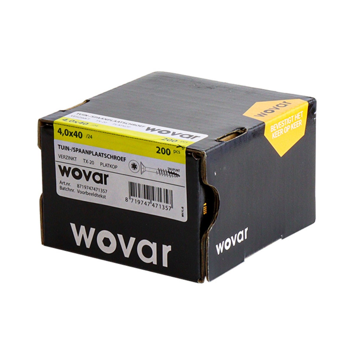 Spaanplaatschroef Verzinkt 4 x 40 mm Deeldraad Torx20 - Doos a 200 stuks