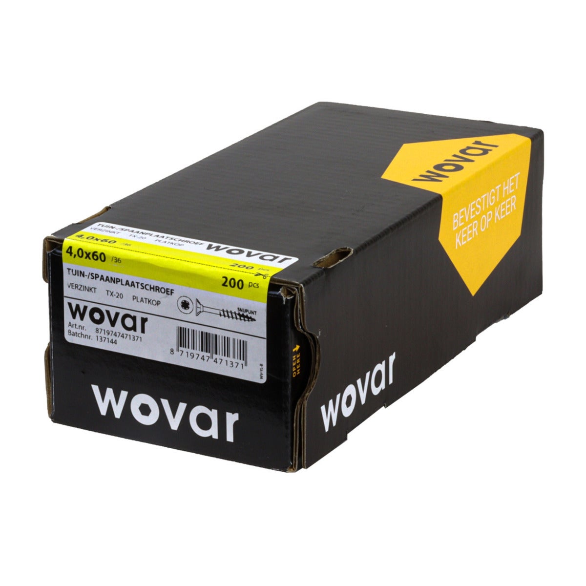Spaanplaatschroef Verzinkt 4 x 60 mm Deeldraad Torx20 - Doos a 200 stuks