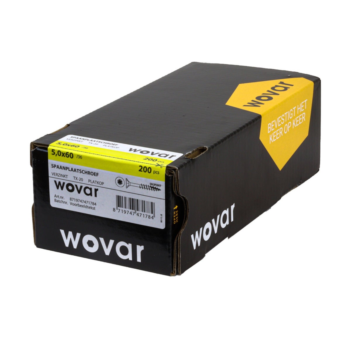 Spaanplaatschroef Verzinkt 5 x 60 mm Deeldraad Torx25 - Doos a 200 stuks