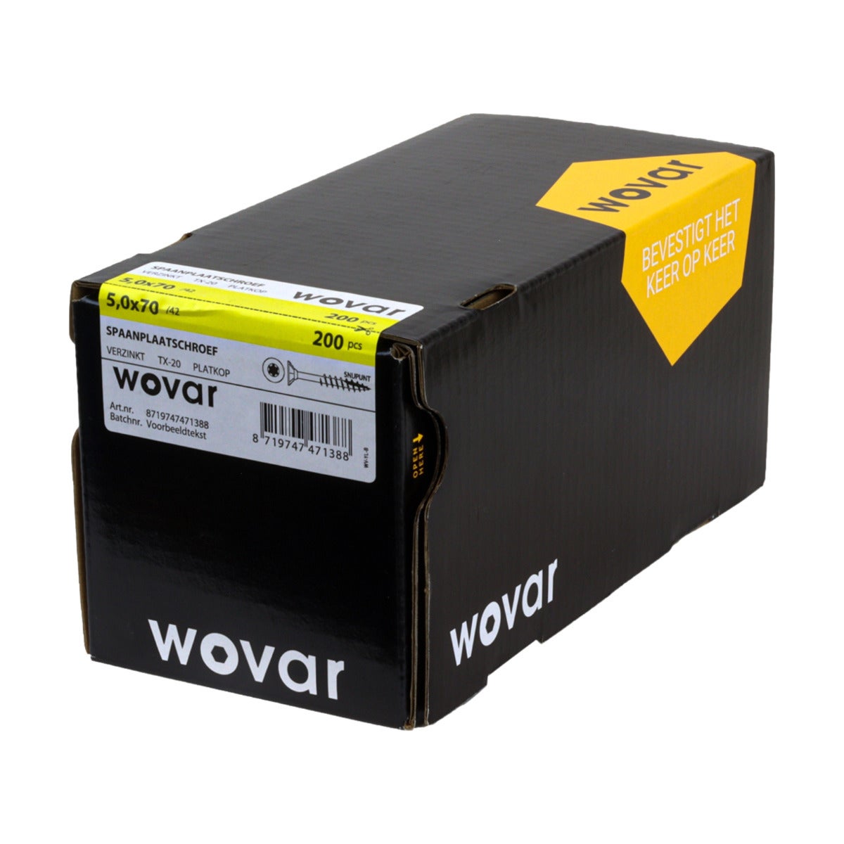 Spaanplaatschroef Verzinkt 5 x 70 mm Deeldraad Torx25 - Doos a 200 stuks