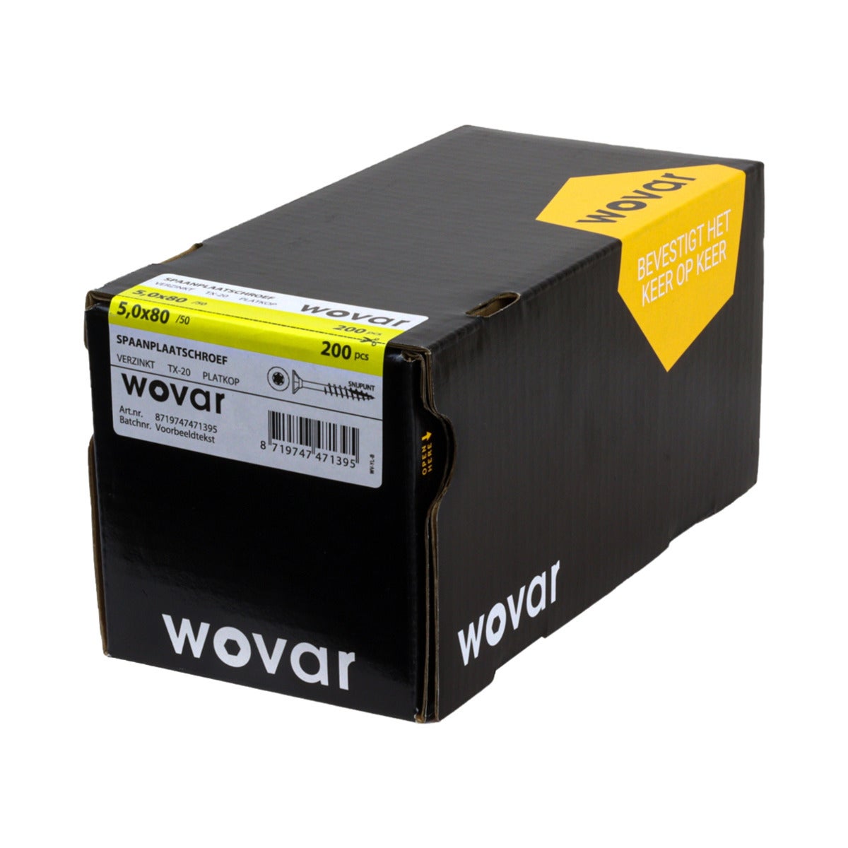 Spaanplaatschroef Verzinkt 5 x 80 mm Deeldraad Torx25 - Doos a 200 stuks