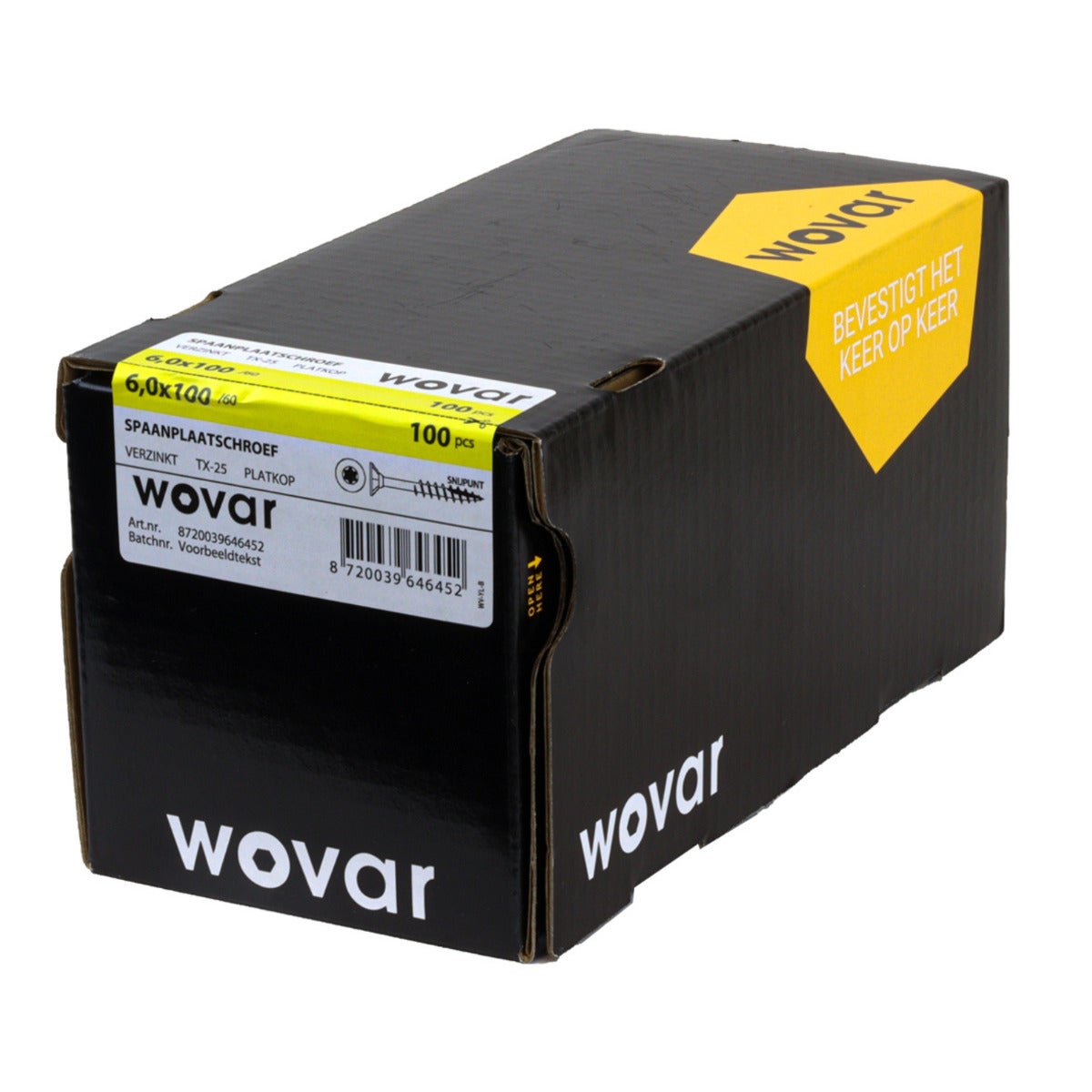 Spaanplaatschroef Verzinkt 6 x 100 mm Deeldraad Torx30 - Doos a 100 stuks