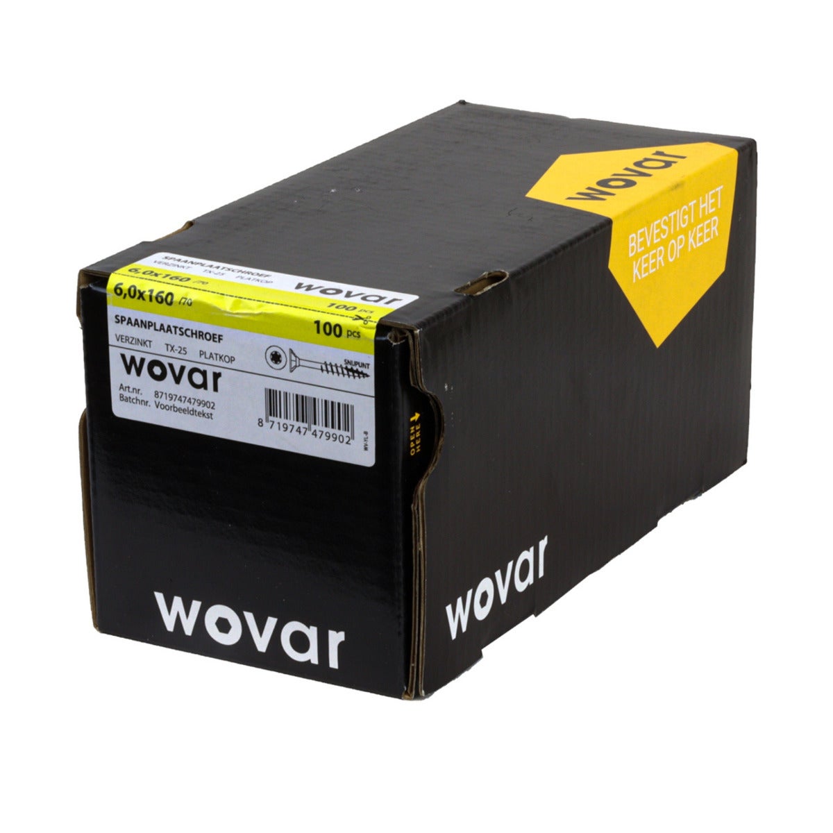 Spaanplaatschroef Verzinkt 6 x 160 mm Deeldraad Torx30 - Doos a 100 stuks