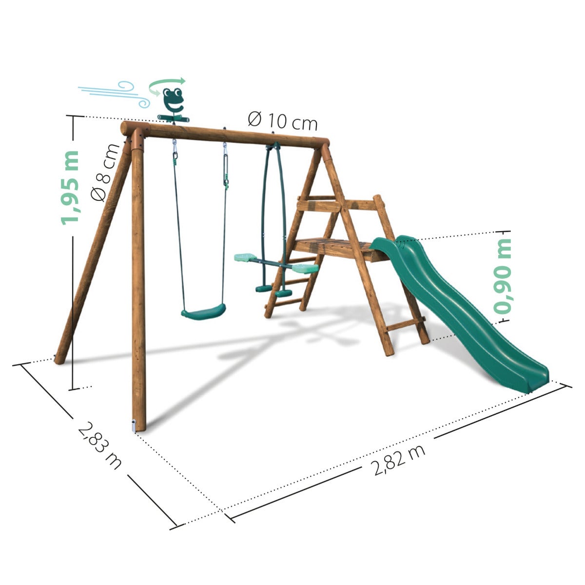 Soulet Speeltoestel Menthe met Glijbaan, Enkele Schommel en Wip