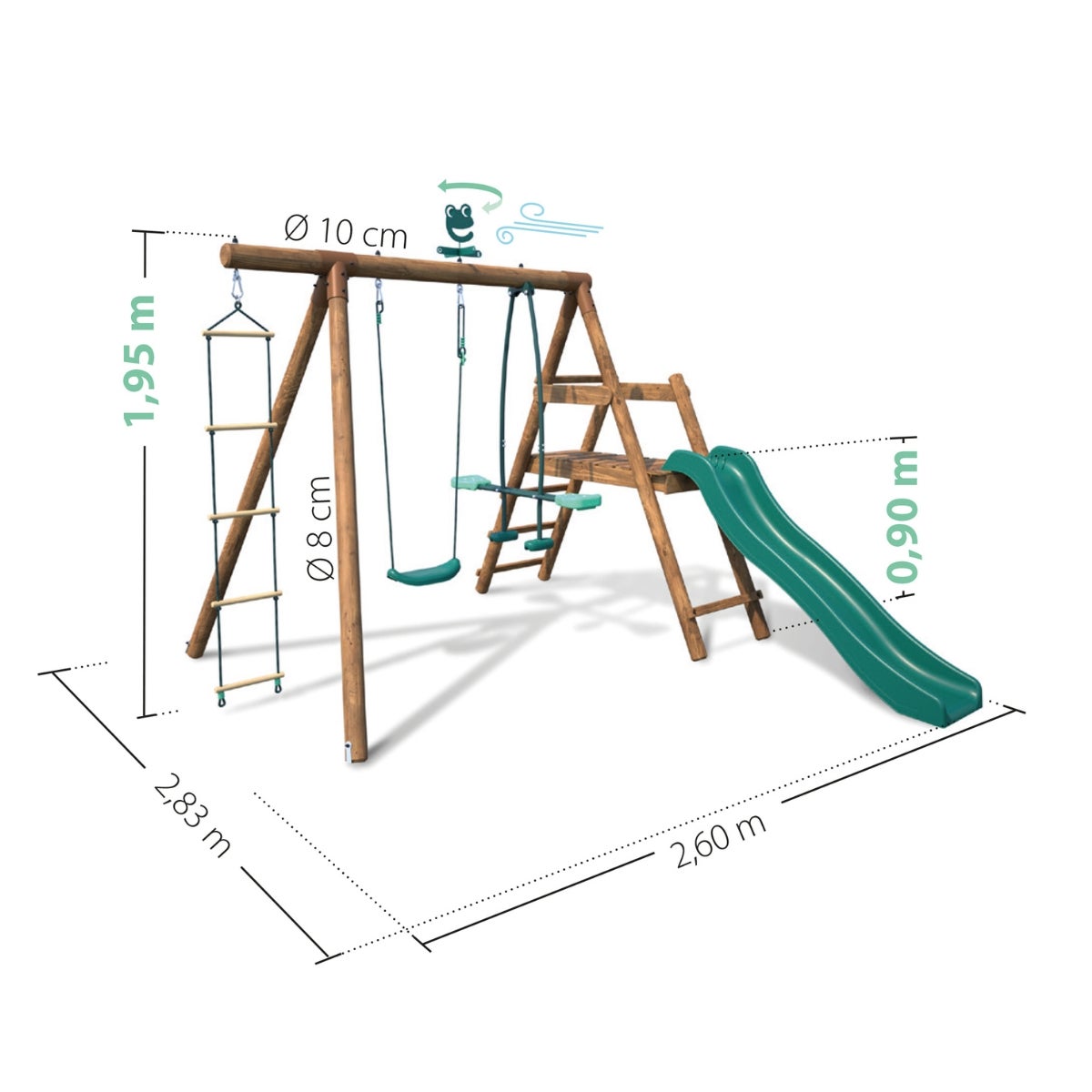 Soulet Speeltoestel Murier met Glijbaan, Schommel, Wip en Touwladder