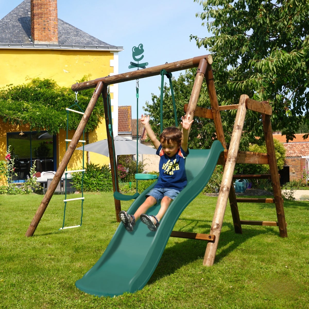 Soulet Speeltoestel Murier met Glijbaan, Schommel, Wip en Touwladder